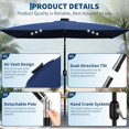 thumbnail image 6 of Senfot 6.5x10FT Rectangular Patio Umbrella, Iron Frame, Polyester Fabric, Solar LED Lights, Garden Shade Blue, 6 of 6
