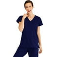 thumbnail image 5 of Minty Mint, Women's, V Neck Solid Stretch Medical Scrub Top, Indigo, XS, 5 of 5