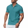 thumbnail image 2 of KLHDSF Men's Polo Shirts Short Sleeve Casual Summer Cotton Shirts for Men Performance Collared Golf Shirts Turquoise M, 2 of 5