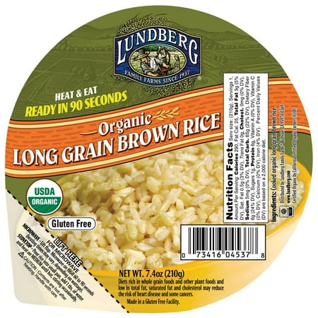 (2 Pack) Lundberg Heat and Eat Bowl, Long Grain Brown Rice, Gluten Free, 7.4