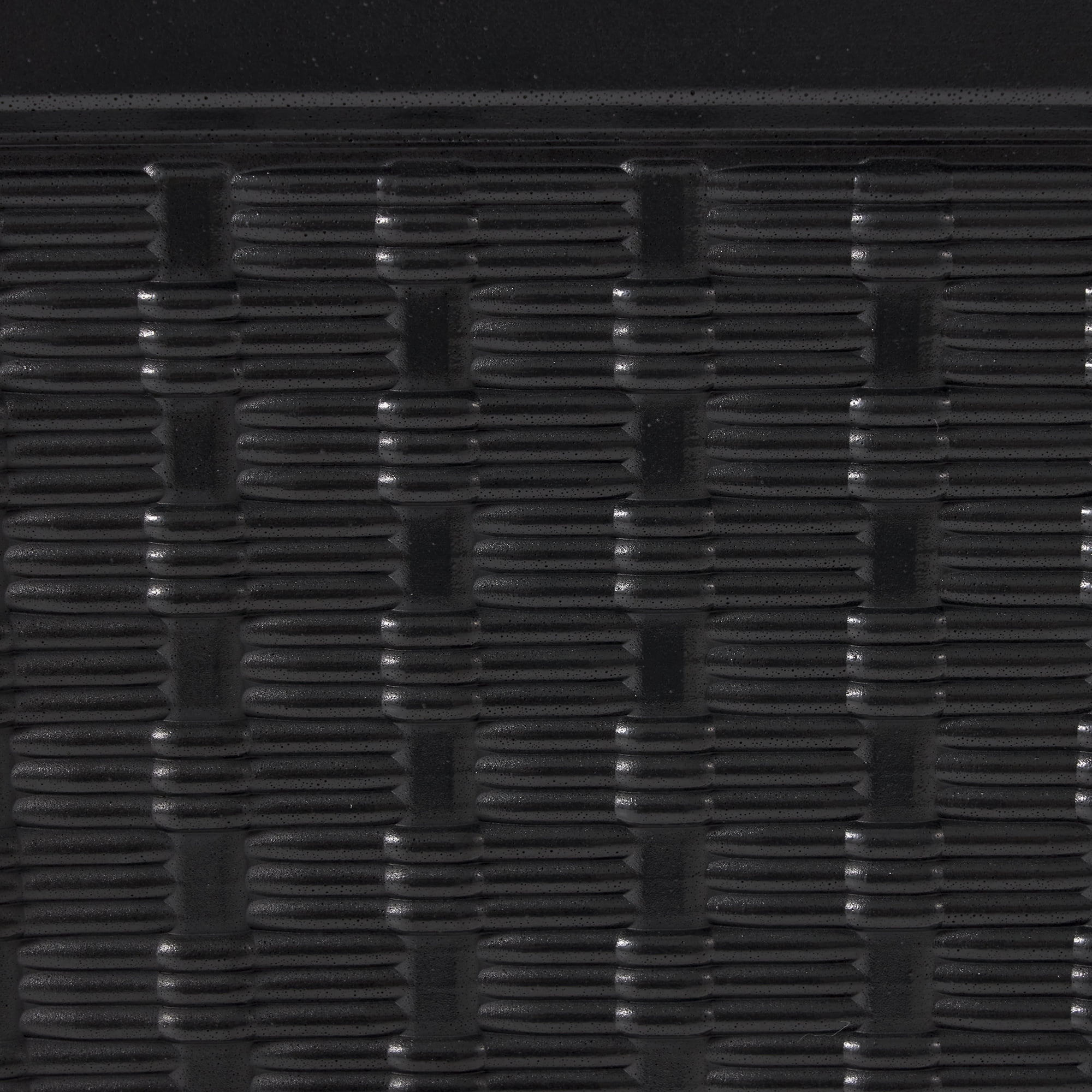 FCMP Outdoor MOD-WP3000 Wicker-Pattern Resin 24" Tall Indoor/Outdoor Self-Watering Pedestal Taper Planter, Black, 2 Pack