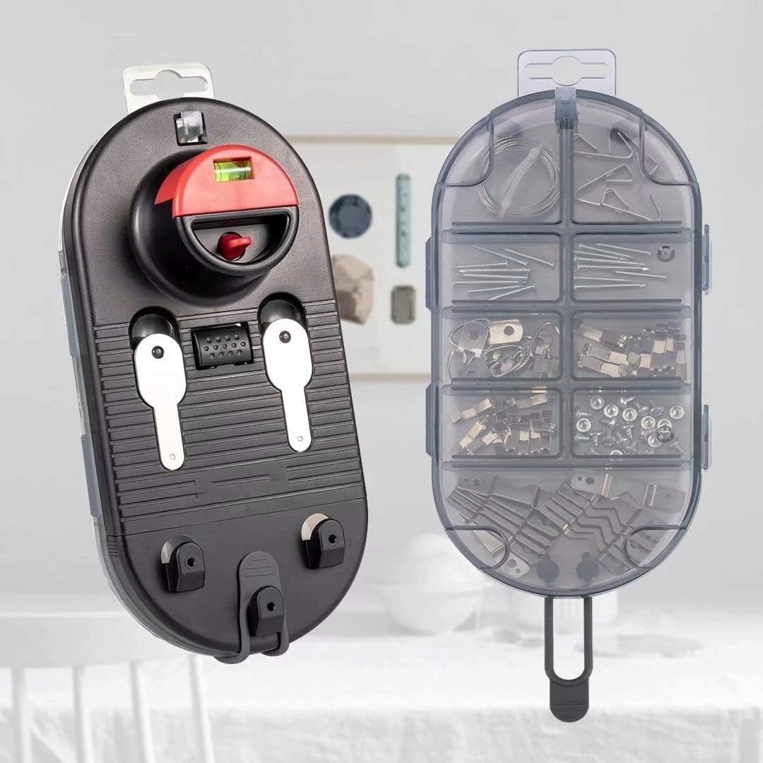 Picture Hanging Kit, HomTok All in One Picture Hanging Tool with Level, 85 PCS Picture Hanger Hardware, Perfect for Hanging Photo Frames, Mirrors, Clocks, Artwork