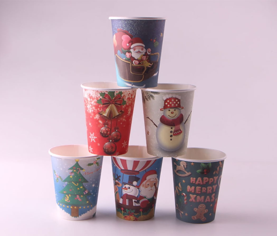 10pcs Christmas Themed Disposable Paper Cups With Santa Claus For Party  Decoration