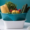 thumbnail image 4 of PuSpu 21x19.5x7cm Blue Plastic Kitchen Drainer Basket 1Pcs Food-Safe Space-Saving Organizer for Vegetables Pasta Prep Home, 4 of 7
