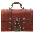 thumbnail image 1 of JUNWELL Wooden Trinket Boxes Jewelry Box with Lock Antique Treasure Case Jewelry Packing Container, 1 of 8