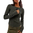 thumbnail image 2 of Camiseta de manga larga lisa de otoño-invierno para mujer: corte ajustado, cuello redondo, poliéster suave, ideal para combinar con otras prendas, 2 of 5