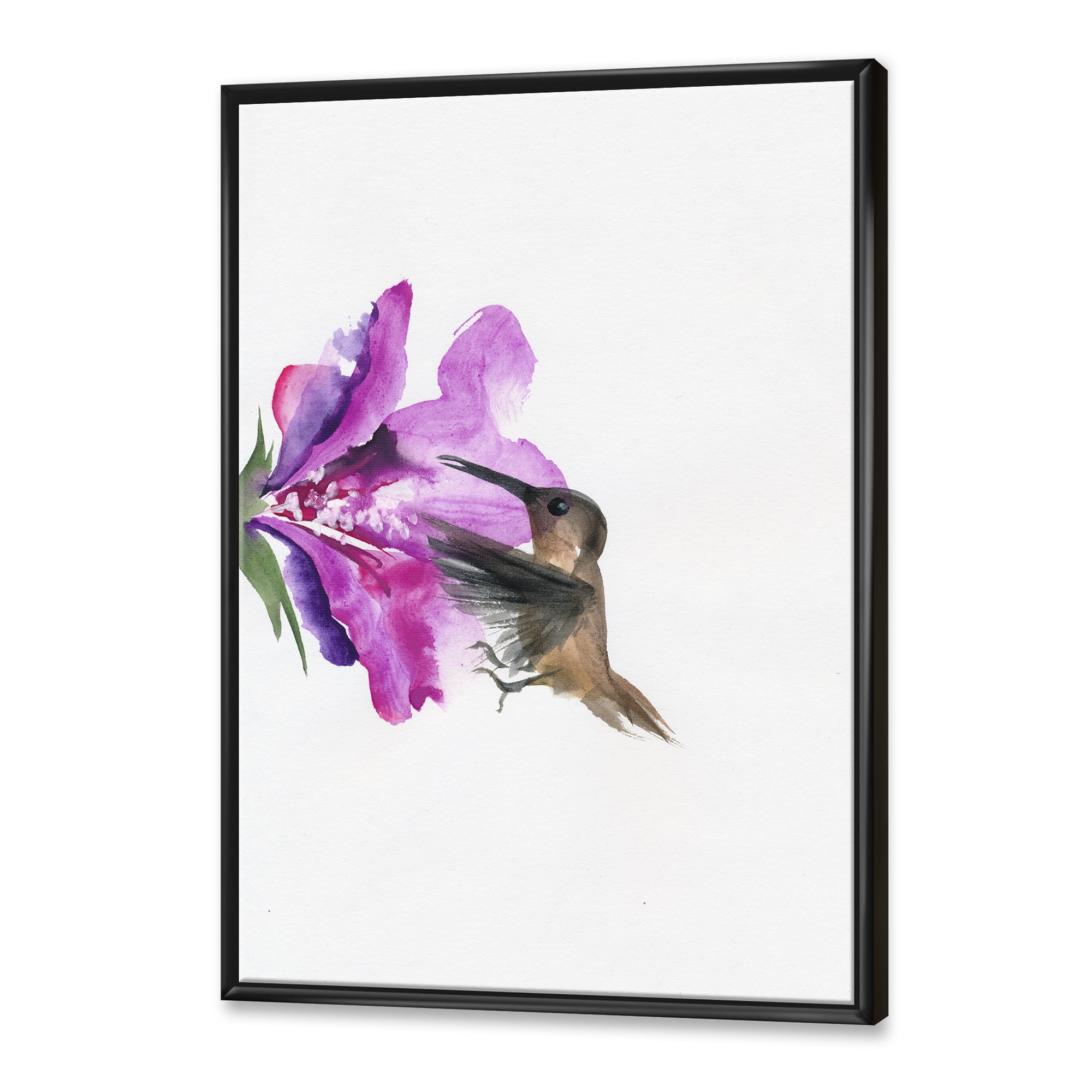 Designart 'Purple Fuchia VIntage Flower' Traditional Framed Canvas Wall Art Print