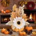 thumbnail image 4 of Fall Decor Artificial Pumpkin Flowers Fall Table Centerpieces with Pumpkin Sunflowers Maple Leaves Faux Pumpkin Flowers for Halloween Thanksgiving Autumn Harvest Home Decoration, 4 of 8