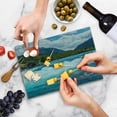 thumbnail image 5 of Nature Cutting Board, Flowing River Rapids Cloudy Snowy Mountain Forest Trees Wildlife Theme, Decorative Tempered Glass Cutting and Serving Board, Small Size, White Green Grey, by Ambesonne, 5 of 5