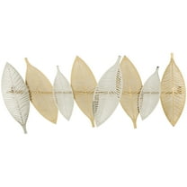 DecMode Gold Metal Metallic Leaf Wall Decor with Silver Accents