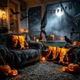 thumbnail image 6 of Halloween Throw Pillow Covers, Spooky Castle Pumpkin Print Soft Cushion Cases for Sofa Couch Indoor Fall Home Halloween Party Decor 18X18 Inch, 6 of 6