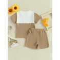 thumbnail image 3 of Bagilaanoe 2pcs Toddler Baby Boy Shorts Set Contrast Color Short Sleeve T Shirt Tops + Shorts 6M 12M 18M 24M 3T Kids Casual Summer Clothes, 3 of 8