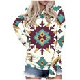 thumbnail image 2 of Hoodie Sweatshirt for Women Southwestern Tribal Geometric Print Graphic Long Sleeve Relaxed Fit Pullover with Drawstring Casual Daily Clothes Top, 2 of 5