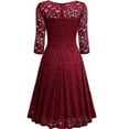 thumbnail image 5 of Leesechin Women Bodycon Dresses Lace Short Sleeves Cocktail Dress Prom Ballgown Vintage Formal Ball Gown, 5 of 5