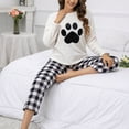 thumbnail image 7 of Xmyrz Womens Pajama Sets Cat Paw Print Bed Gown Breathable Casual Long Sleeve Plaid Softable Sleepwear Pj Clothes Sets, 7 of 7