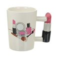 thumbnail image 1 of Injueey Taza de cerámica, herramientas para niñas, Kit de belleza, mango pintado, té, café, negocios, hogar, vasos, taza de leche, juegos Juegos de servir café y té Mango de lápices labiales 301-400ml, 1 of 6