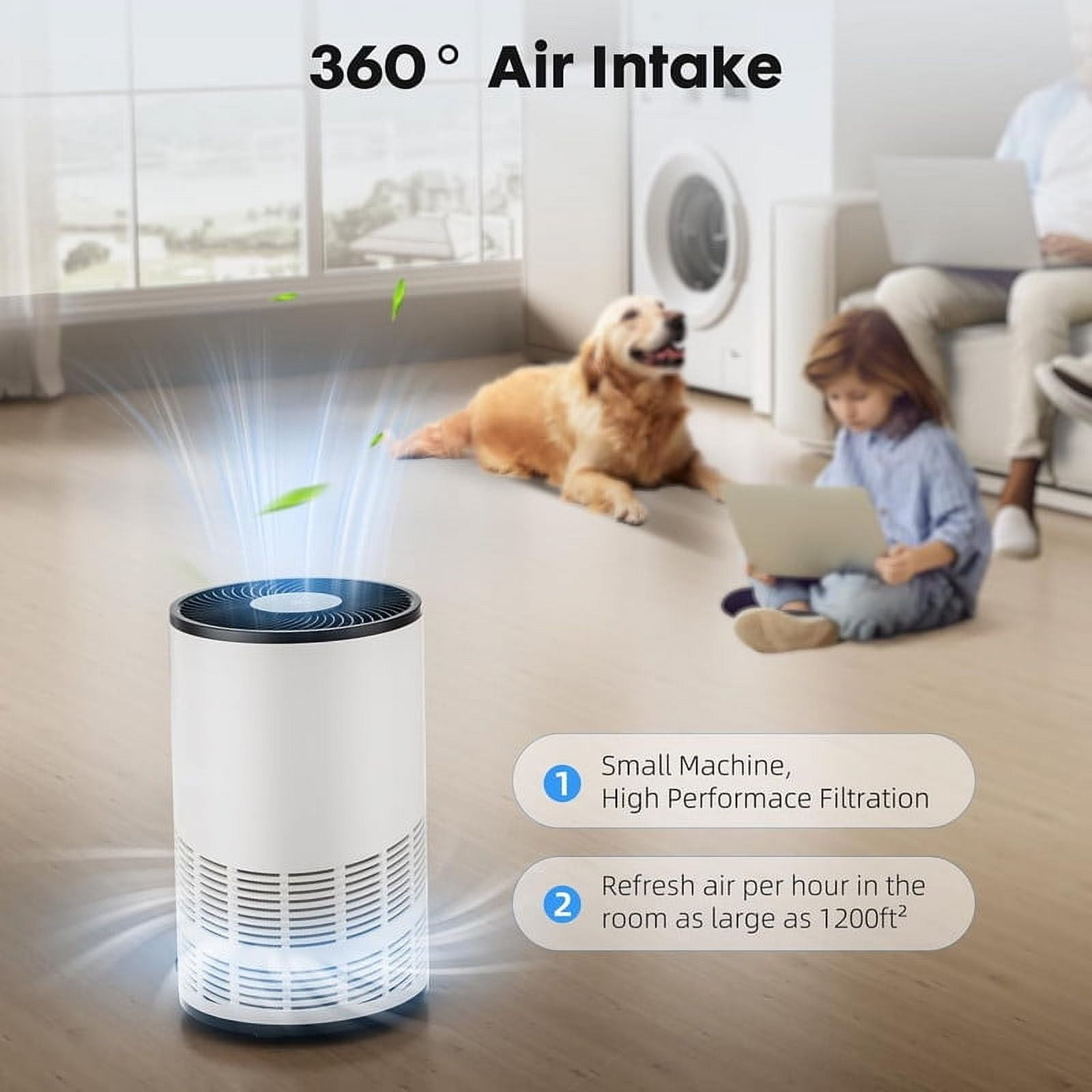 TINKLE WELL Home Air Purifier Filters, 3-in-1 Filter, True H13 HEPA Cleaner, 1200 ft² Coverage, Quiet Sleep Mode, Eliminates Odors, Smoke, Dust & Pet Dander, Ideal for Large Rooms