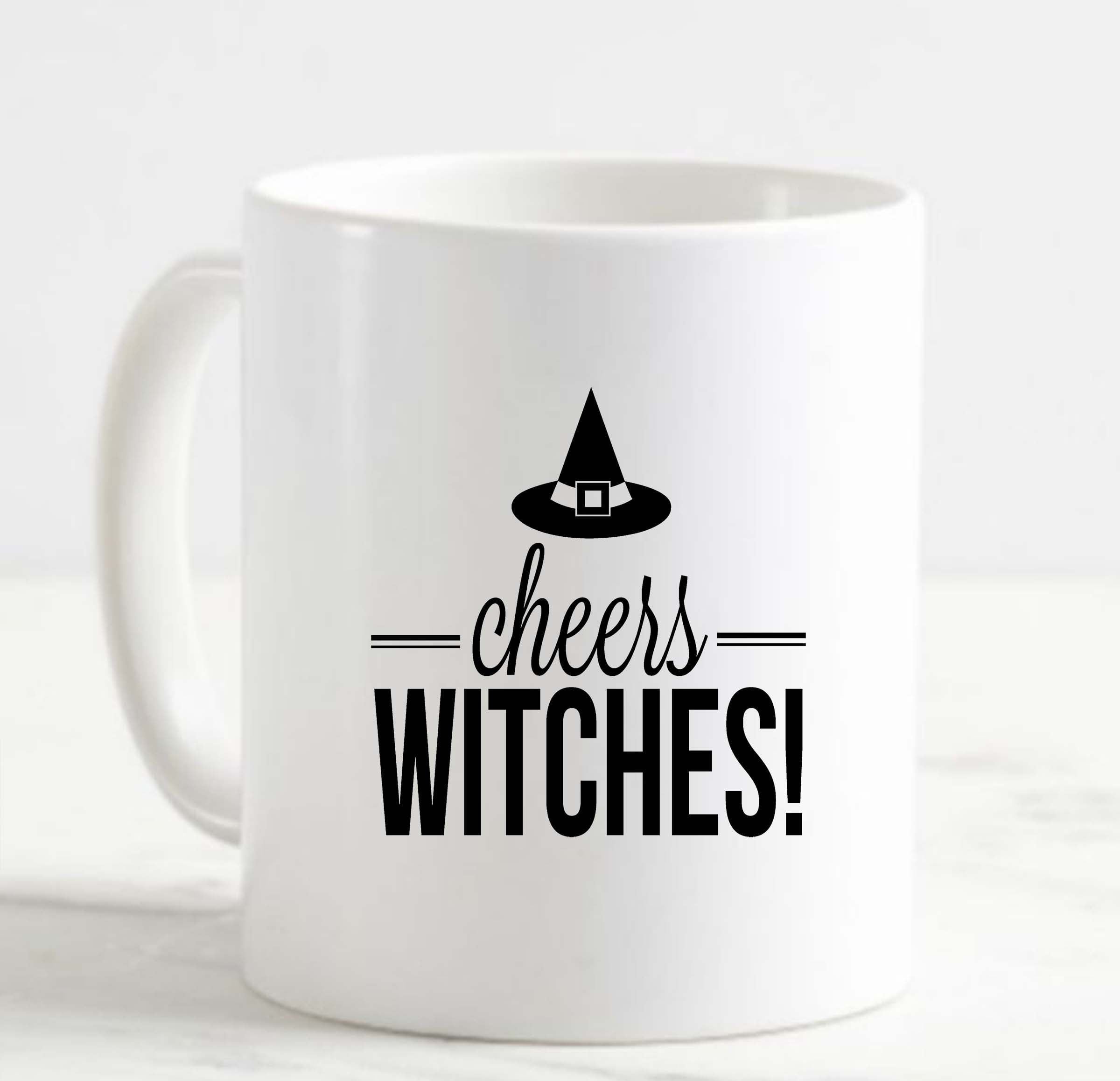 Coffee Mug Cheers Witches! Witch Hat Halloween Drinking Party White Cup