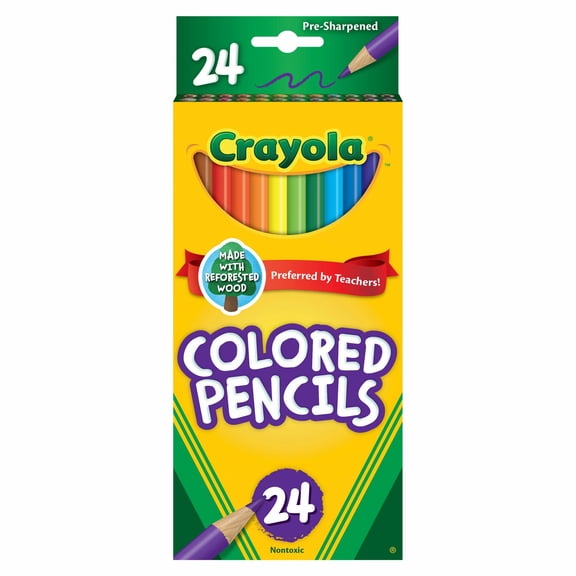 Crayola Colored Pencils, Back to School Supplies for Kids, Teacher Supplies, Pre-sharpened, 24 Ct