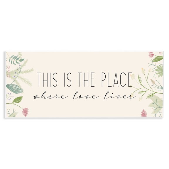 Stupell Industries Farmhouse Where Love Lives Floral Charm Wall Plaque Art, 17 x 7, by Kim Allen