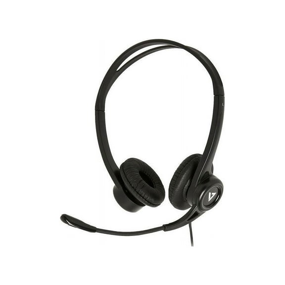 V7 Essentials USB Stereo Headset with Microphone, Black
