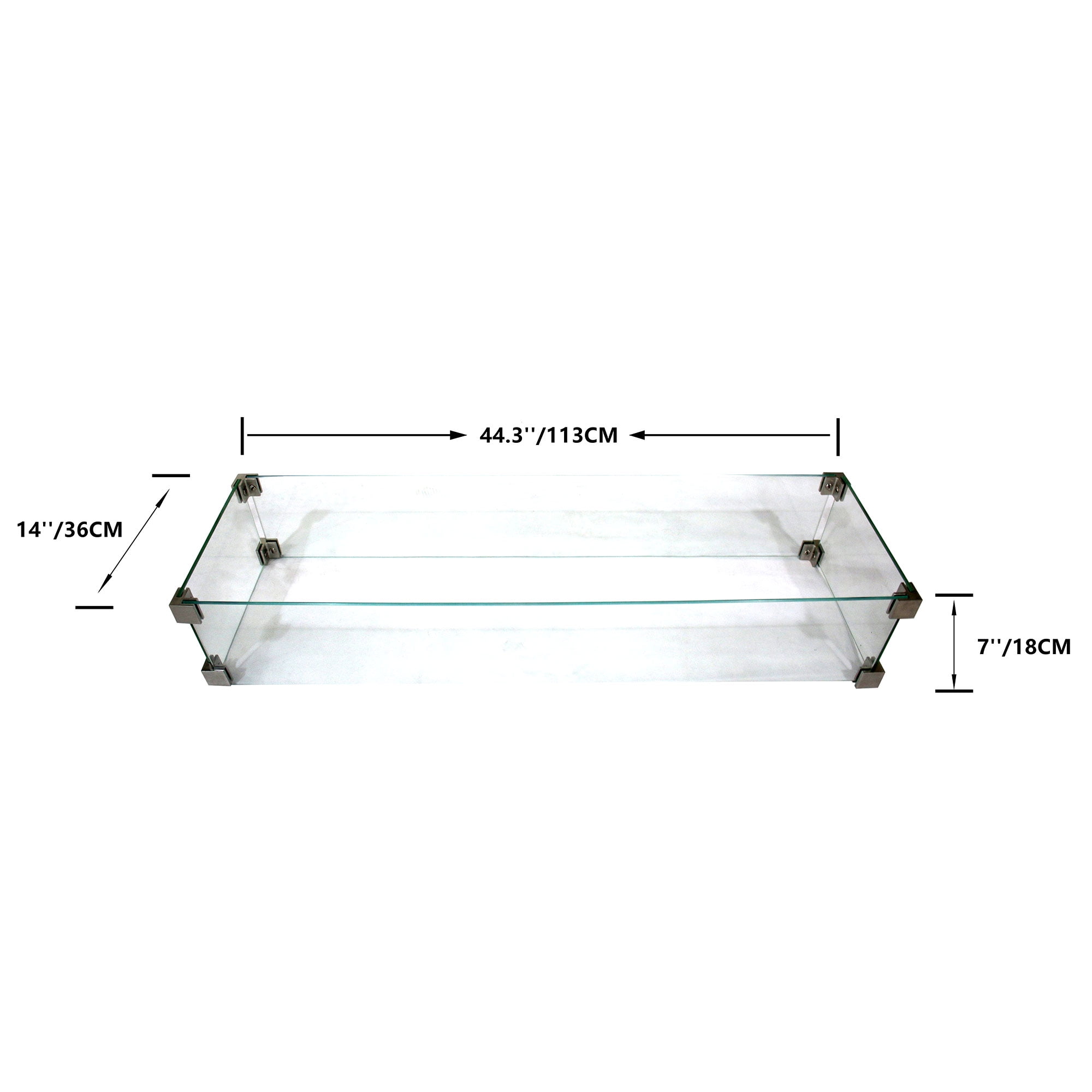 Elementi 44 In Rectangle Temper Glass Wind Screen for Manhattan Fire Pit