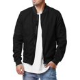thumbnail image 1 of Men Bomber Jacket Long Sleeve Full Zip Casual Coat Stand Collar Outwear With Pockets, 1 of 5