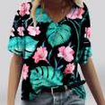 thumbnail image 1 of Mode Femmes Impression Décontractée V-Cou Manches Courtes T-shirt en Vrac Tops Floral Print Femmes Tops Femmes Manches Courtes Tops Femmes, 1 of 4