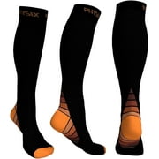 Physix Gear Compression Socks for Men & Women 20-30 mmHg Graduated Athletic for Running Nurses Shin Splints Flight Travel & Maternity Pregnancy - Boost Stamina Circulation & Recovery ORG S/M (1 Pair)