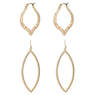 The Pioneer Woman Hammered Gold Open Drop Duo Earrings