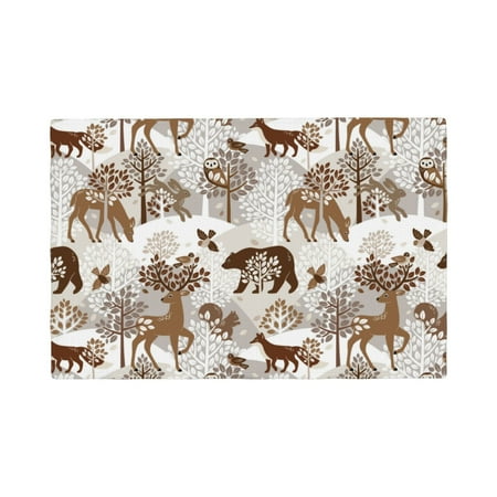 

Placemats Set Of 4 / 6 Deer Bear Fox Owl Rabbit Bird Tree Placemats For Dining Table Indoor/Outdoors Heat Resistant Washable Placemats 18 X 12