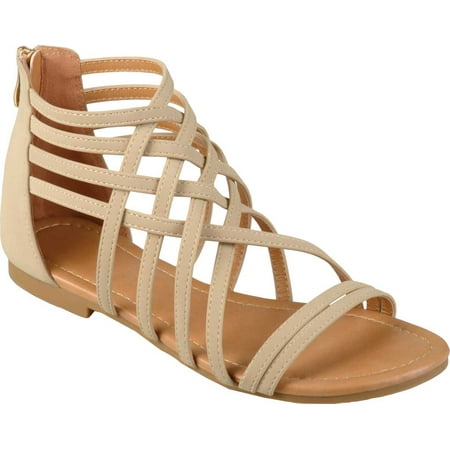 

Women s Journee Collection Hanni Flat Strappy Sandal Nude Faux Leather 11 M