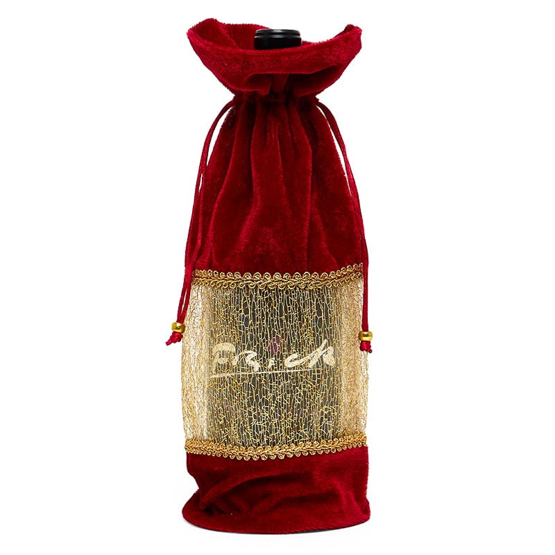 Red Velvet Wine Bags Quantity 12 Width 3 1/2" Diameter 6" by Paper Mart