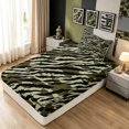 thumbnail image 2 of Manfei Rustic Camouflage Twin Fitted Sheet, Contemporary Art Camo Bedding, Olive Green, 2pcs, 1 Fitted Sheet and 1 Pillowcase, 2 of 6