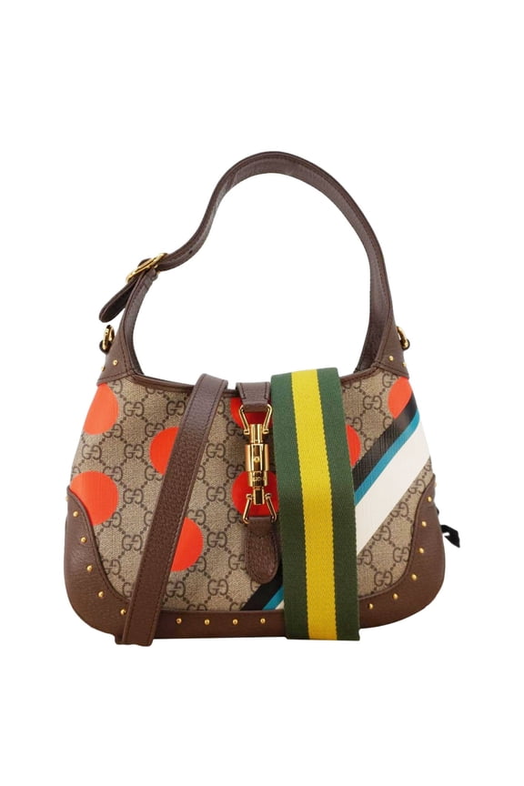 Pre-Owned GUCCI Jackie 1961 Small GG Supreme Canvas Shoulder Bag Beige 678843