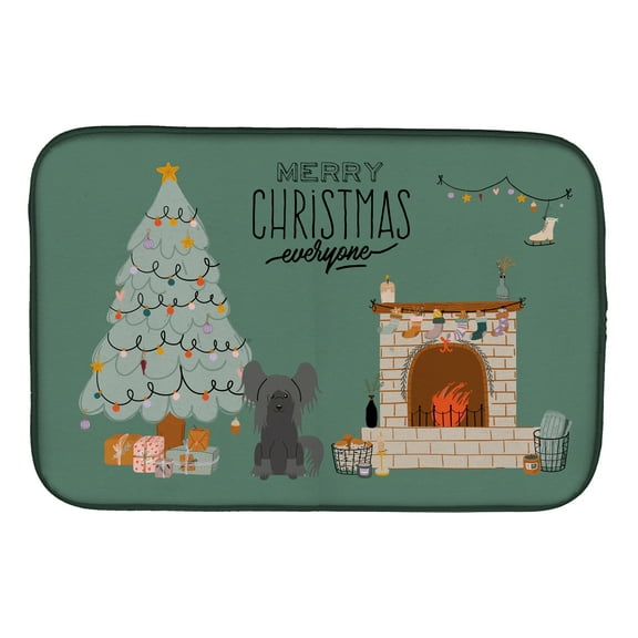 Black Chinese Crested Christmas Everyone Dish Drying Mat