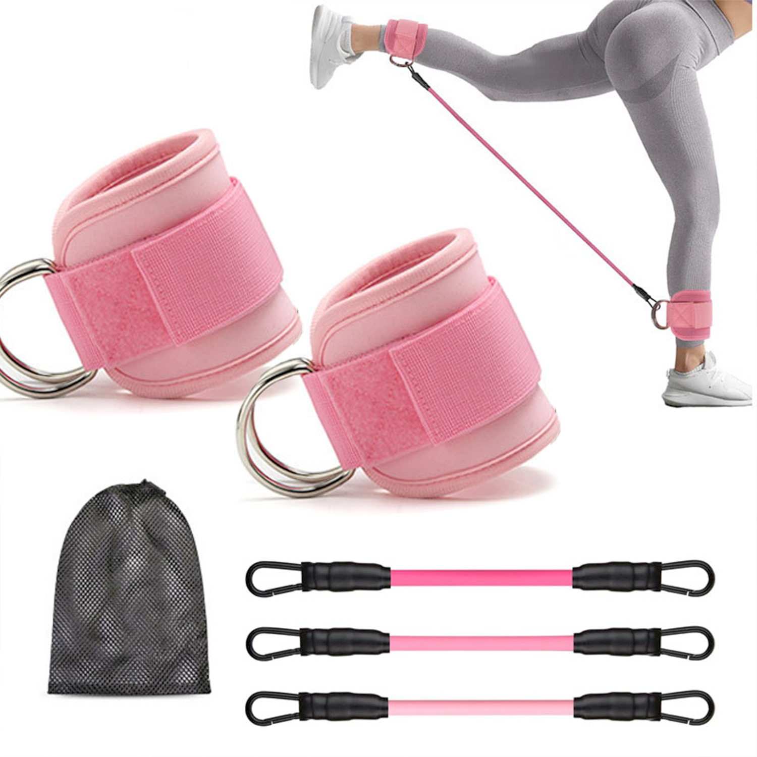 WQQQW Ankle Resistance Bands for Working Out with Cuffs, Leg Butt Training Equipment Exercise Bands