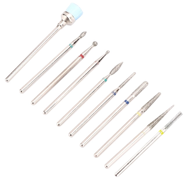 Brocas para uñas, 10 piezas Taladro eléctrico para uñas Broca para máquina de esmalte de uñas Juego de brocas para uñas Máxima comodidad