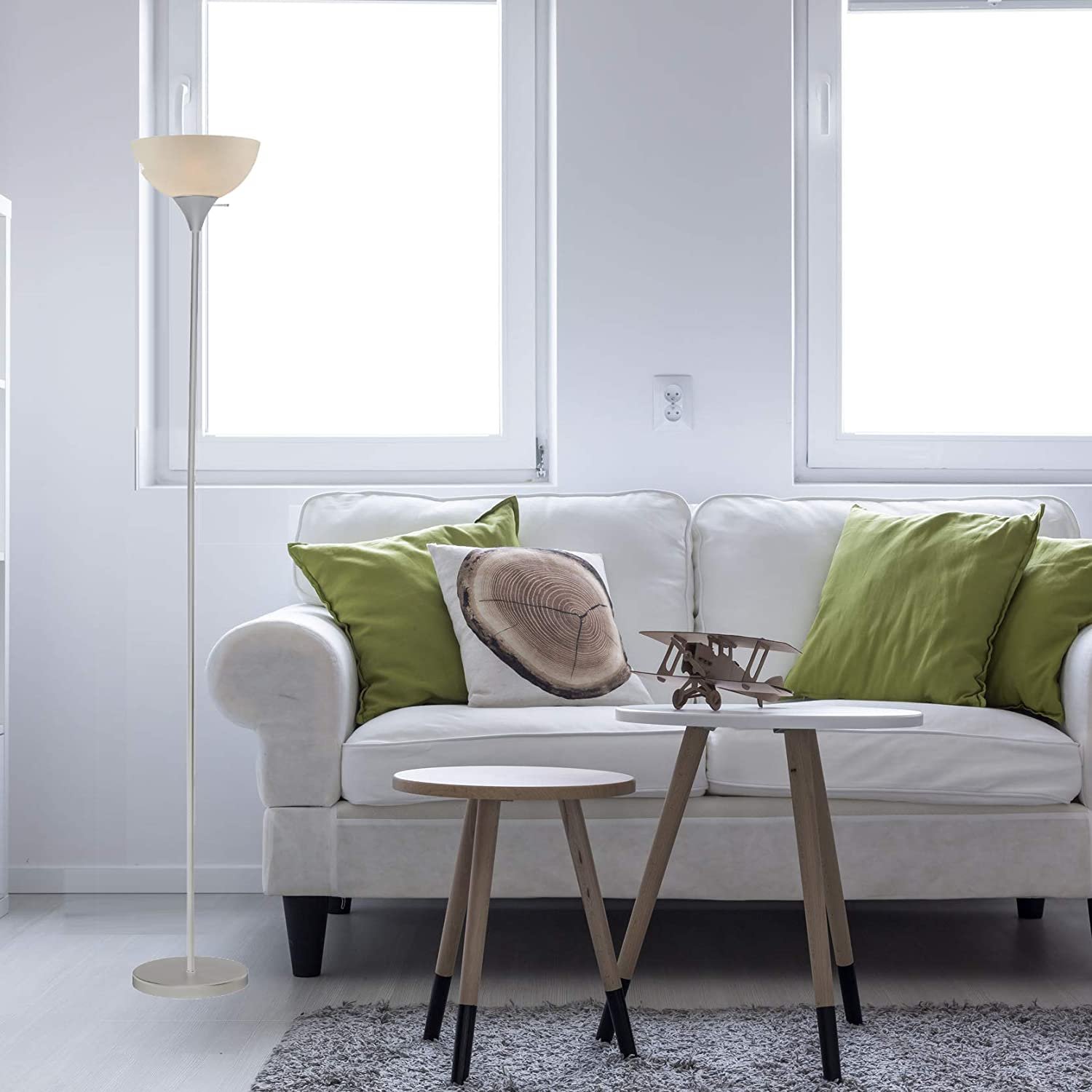 LIGHTACCENTS Susan Silver Floor Lamp for Living Rooms with White Shade - Silver