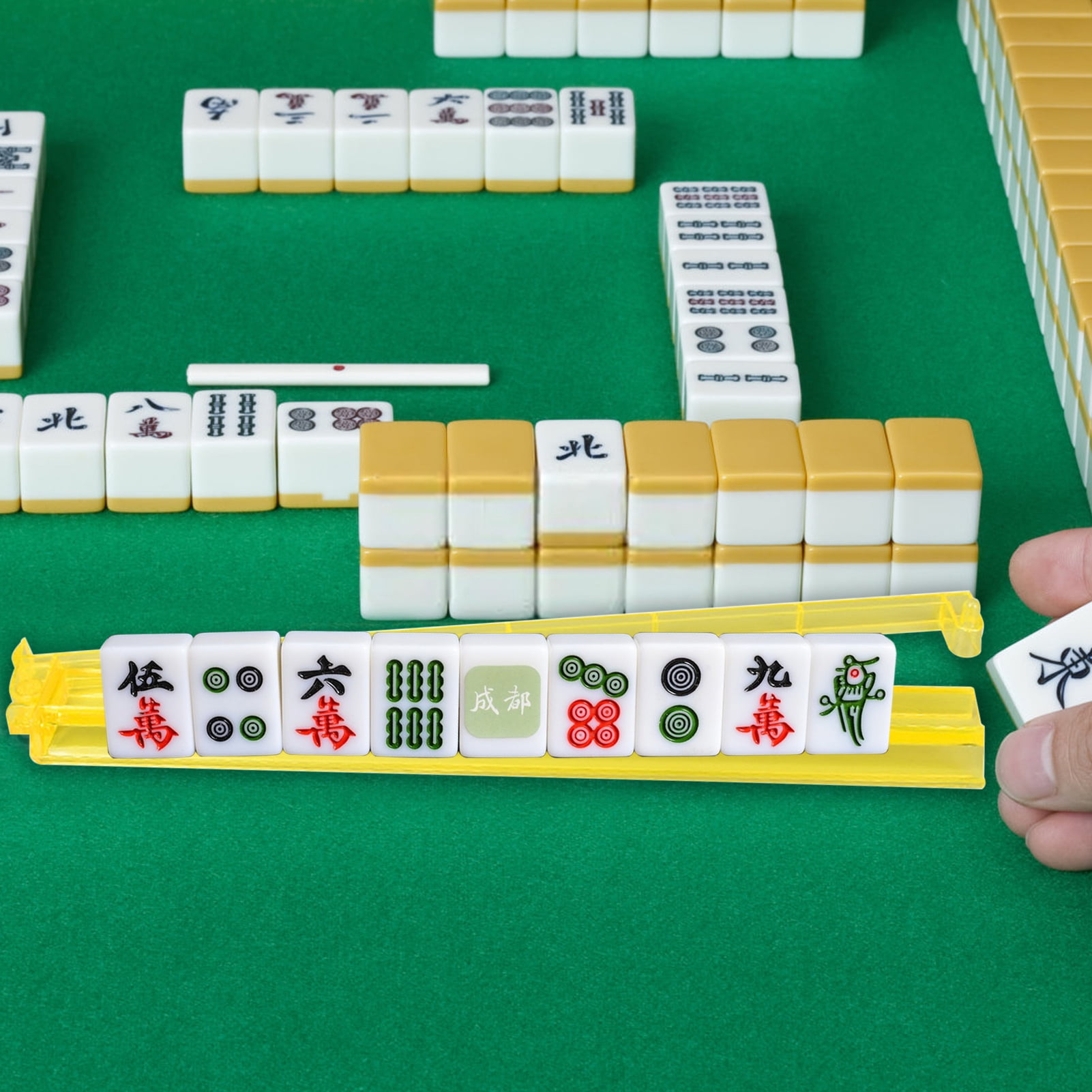 Naierhg Mahjong Rack Pusher Clear Acrylic Heavy Duty Portable Multifunctional American Mah Jongg Tile Holder Push Ruler Mahjong Accessories