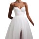 thumbnail image 4 of Vestido de cóctel para mujer, tirantes finos, escote corazón, abertura lateral, malla, color sólido, tirantes, falda XBTCLXEBCO M;Blanco, 4 of 6
