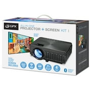 GPX Bluetooth Projector and 120 Projector Screen, PJ300VP