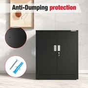 WORKPRO 37x31.5x15.75 Small Metal Garage Storage Cabinet with Locking Doors and 3 Adjustable Shelves, for Tools, Office, Home, Shops, Black