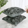 thumbnail image 3 of PiccoCasa 3D Satin Rose Throw Pillowcases 16"x16" Decorative Throw Pillow Covers Set of 2, Grey, 3 of 8
