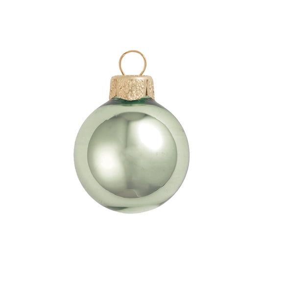 8ct Shiny Shale Green Glass Ball Christmas Ornaments 3.25" (80mm)