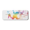 thumbnail image 1 of Modern Computer Mouse Pad, Jumping People Butterfly Flowers Summer Flair Happiness on Plain Backdrop, Rectangle Non-Slip Rubber Mousepad Large, 31" x 12", White and Multicolor, by Ambesonne, 1 of 2