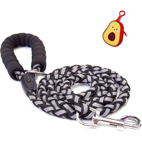 5FT Dog Leash with Comfortable Padded Handle and Highly Reflective Threads for Small Medium and Large Dogs