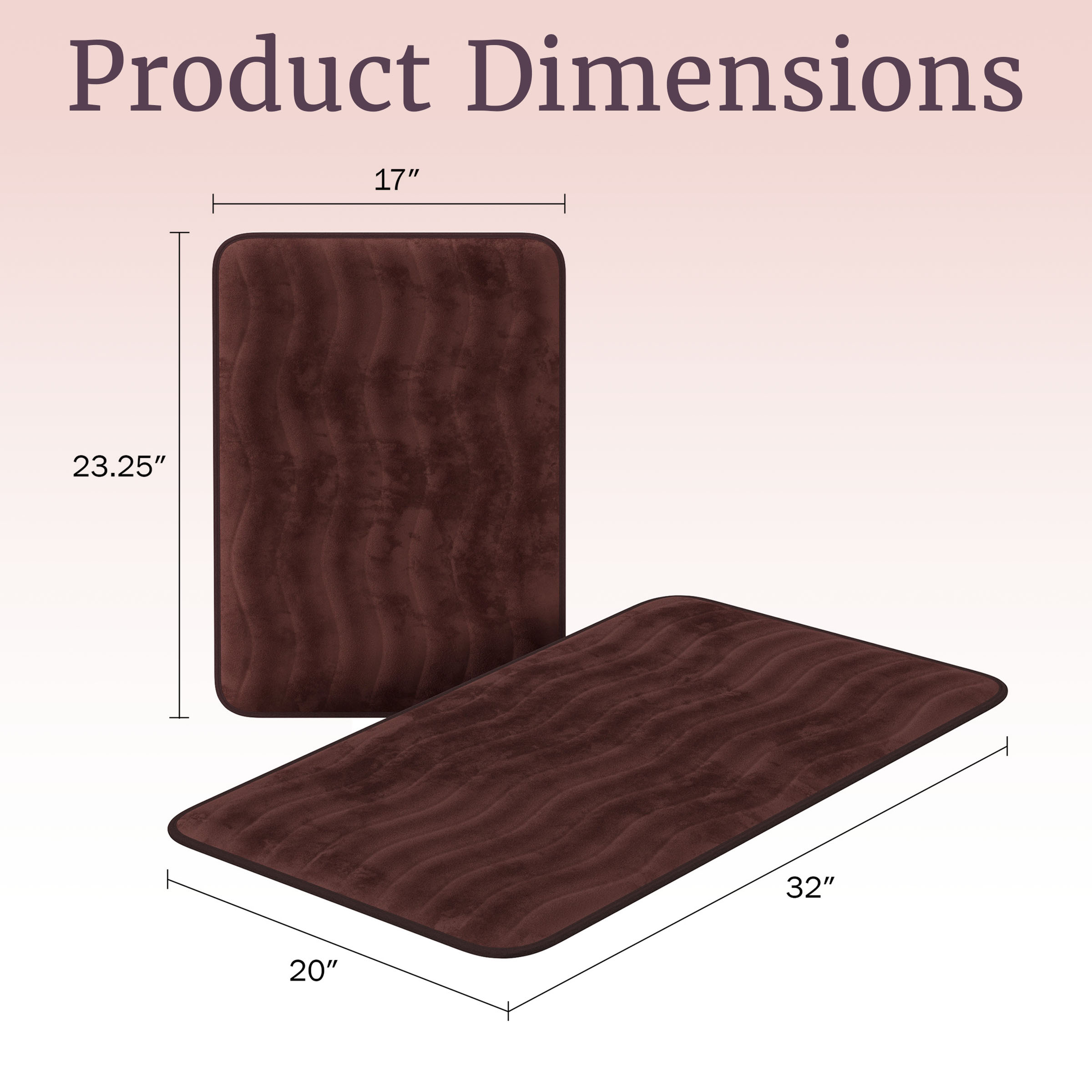 Lavish Home Set of 2 Bathroom Rugs – Non-Slip Memory Foam Bath Mats, Brown