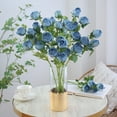 thumbnail image 4 of Sunjoy Tech 1 Branch Fake Flowers Real Touch Unfading Multi-Functional Maintenance Free 5 Flower-Heads Table Centerpiece Exquisite Details High Simulation Artificial Silk Roses for Wedding, 4 of 8