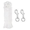 thumbnail image 1 of 50Ft Flag Pole Rope 15/64" Nylon Flag Pole Halyards Rope with 2 Pcs Swivel Clips Hooks, White, 1 of 5